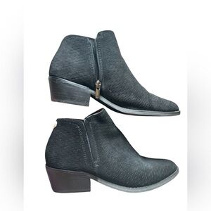 Lucky Brand Fabiana black suede booties block heel 8.5